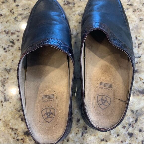 Ariat Black Brown Leather Slip-On Shoes Size 8B - Picture 5 of 7